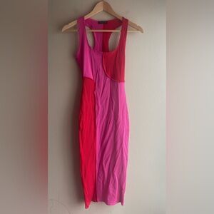 New Naked Wardrobe Pink Red Stretch Mid Sleeveless Dress Size L, XL
